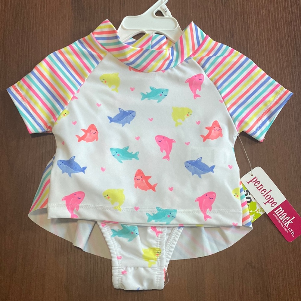NWT. Shark 2-Piece Swimsuit